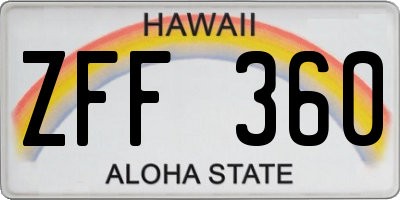 HI license plate ZFF360
