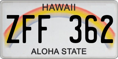 HI license plate ZFF362