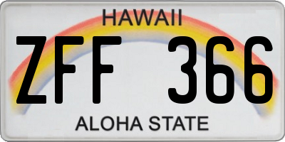 HI license plate ZFF366