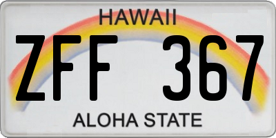 HI license plate ZFF367