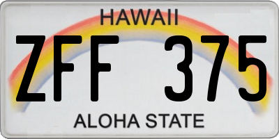 HI license plate ZFF375