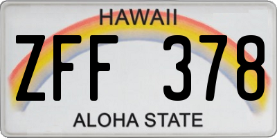 HI license plate ZFF378