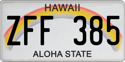 HI license plate ZFF385