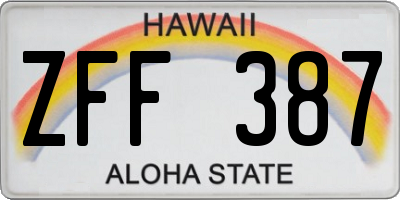 HI license plate ZFF387