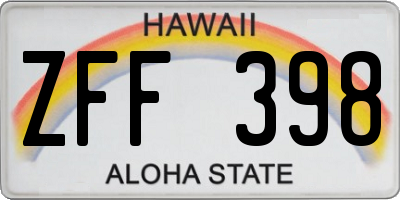 HI license plate ZFF398