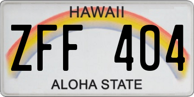 HI license plate ZFF404