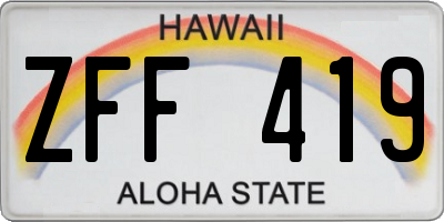 HI license plate ZFF419