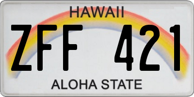HI license plate ZFF421