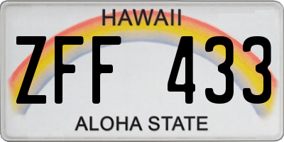 HI license plate ZFF433