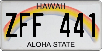 HI license plate ZFF441