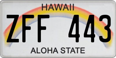 HI license plate ZFF443