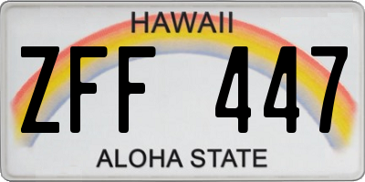 HI license plate ZFF447