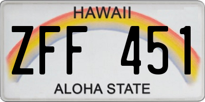 HI license plate ZFF451