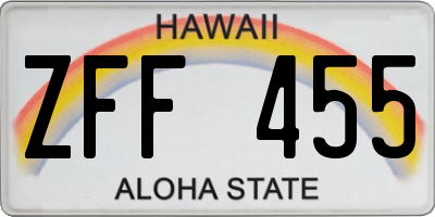 HI license plate ZFF455