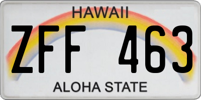 HI license plate ZFF463