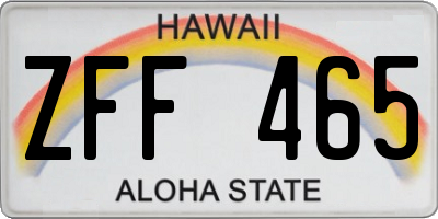 HI license plate ZFF465