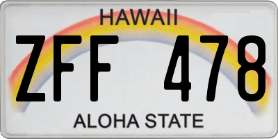 HI license plate ZFF478