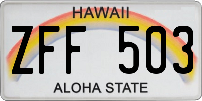 HI license plate ZFF503