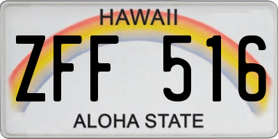 HI license plate ZFF516
