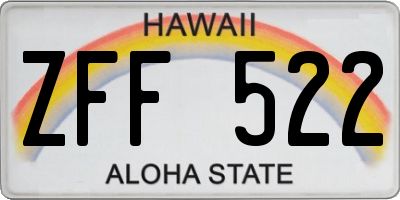 HI license plate ZFF522