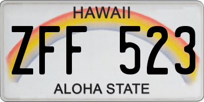 HI license plate ZFF523