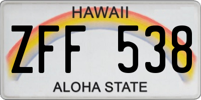 HI license plate ZFF538