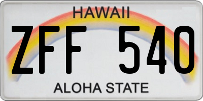 HI license plate ZFF540