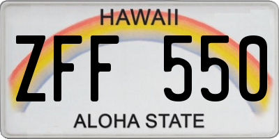 HI license plate ZFF550
