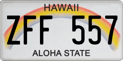 HI license plate ZFF557