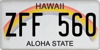 HI license plate ZFF560