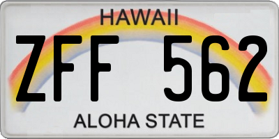 HI license plate ZFF562