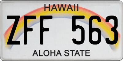 HI license plate ZFF563