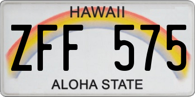 HI license plate ZFF575