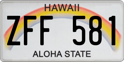 HI license plate ZFF581