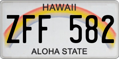 HI license plate ZFF582