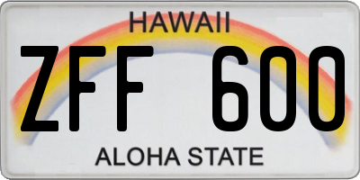 HI license plate ZFF600