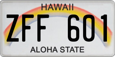 HI license plate ZFF601