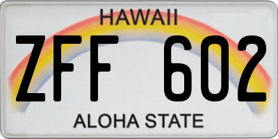 HI license plate ZFF602