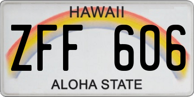 HI license plate ZFF606