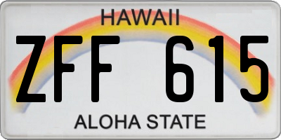 HI license plate ZFF615