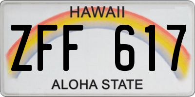 HI license plate ZFF617