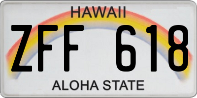 HI license plate ZFF618