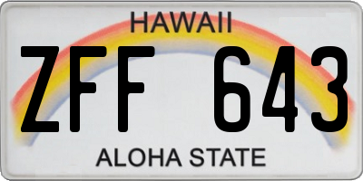 HI license plate ZFF643