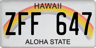 HI license plate ZFF647