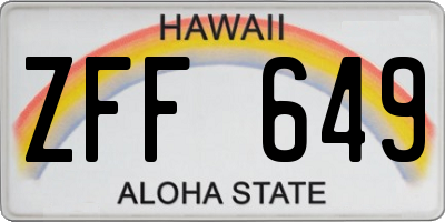 HI license plate ZFF649