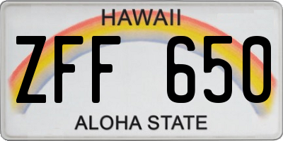 HI license plate ZFF650