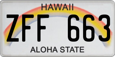 HI license plate ZFF663