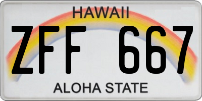 HI license plate ZFF667