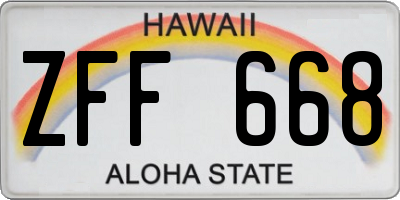 HI license plate ZFF668
