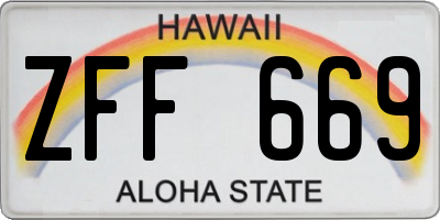 HI license plate ZFF669